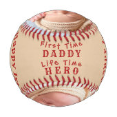 Happy First Father's Day パーソナライズされた 2 Photo Base 野球ボール (裏面)