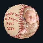 Happy First Father's Day パーソナライズされた 2 Photo Base 野球ボール<br><div class="desc">パパ与え贈り物は常に大切にし、この特別な野球と思い出す2つの写真のフレームをパーソナライズするパーソナライズされた。</div>