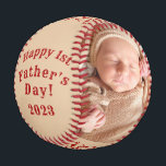 Happy First Father's Day パーソナライズされた 2 Photo Base 野球ボール<br><div class="desc">パパ与え贈り物は常に大切にし、この特別な野球と思い出す2つの写真のフレームをパーソナライズするパーソナライズされた。</div>