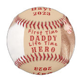 Happy First Father's Day パーソナライズされた 2 Photo Base 野球ボール (正面)