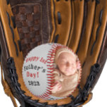 Happy First Father's Day パーソナライズされた 2 Photo Gray 野球ボール<br><div class="desc">パパ与え贈り物は常に大切にし、この特別な野球と思い出す2つの写真のフレームをパーソナライズするパーソナライズされた。</div>