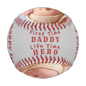 Happy First Father's Day パーソナライズされた 2 Photo Gray 野球ボール (裏面)