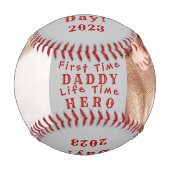 Happy First Father's Day パーソナライズされた 2 Photo Gray 野球ボール (正面)