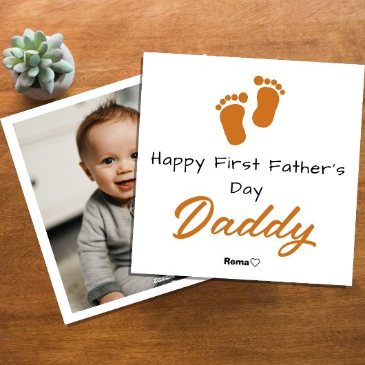 Happy First Father's Day – フォトカパーソナライズされたード シーズンカード