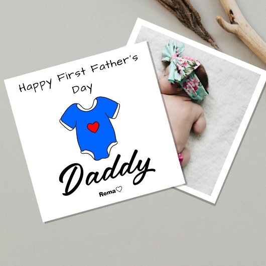 Happy First Father's Day – フォトカパーソナライズされたード シーズンカード