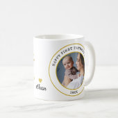 Happy First Father's Day 2フォトブラック&金ゴールド コーヒーマグカップ (正面右)