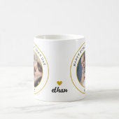 Happy First Father's Day 2フォトブラック&金ゴールド コーヒーマグカップ (中央)