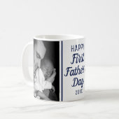 Happy First Father's Day 2 Photo Blue And White コーヒーマグカップ (正面左)