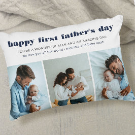 Happy First Father's Day 3 Photo Collage アクセントクッション
