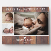 Happy First Father's Day 3 Photo Collage Wood フォトプラーク (正面)