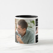 Happy First Father's Day 4 Photo Collage Black Mug マグカップ (中央)