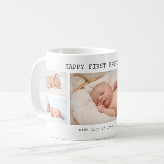 Happy First Father's Day 5パーソナライズされた写真 コーヒーマグカップ (正面左)