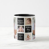 Happy First Father's Day 5 Photo Collage Black マグカップ (中央)