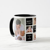 Happy First Father's Day 5 Photo Collage Black マグカップ (正面左)