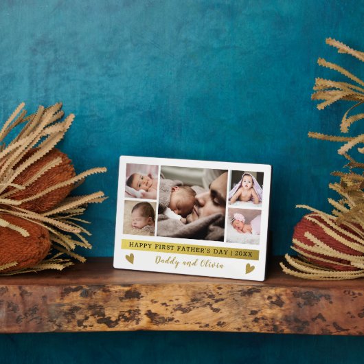 Happy First Father's Day 5 Photo Collage Platue フォトプラーク (側面)