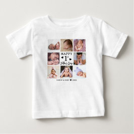 Happy First Father's Day 8 Photo Collage ベビーTシャツ