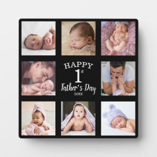 Happy First Father's Day 8 Photo Collage Black フォトプラーク