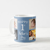 Happy First Father's Day 8 Photo Collage Blue コーヒーマグカップ (正面左)