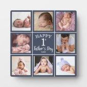 Happy First Father's Day 8 Photo Collage Blue フォトプラーク (正面)