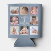 Happy First Father's Day 8 Photo Collage Gray Dad 缶クーラー (正面)