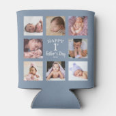 Happy First Father's Day 8 Photo Collage Gray Dad 缶クーラー (裏面)