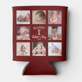 Happy First Father's Day 8 Photo Collage Maroon 缶クーラー (正面)