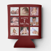 Happy First Father's Day 8 Photo Collage Maroon 缶クーラー (裏面)
