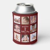 Happy First Father's Day 8 Photo Collage Maroon 缶クーラー (缶裏面)