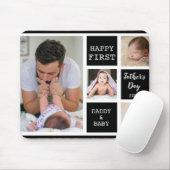 Happy First Father's Day Black 4フォトコラージュ マウスパッド (マウス)