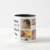 Happy First Father's Day Black 8 Photo Collage Dad マグカップ (中央)