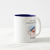 Happy First Father's Day Daddy 2-Photo ツートーンマグカップ (正面右)
