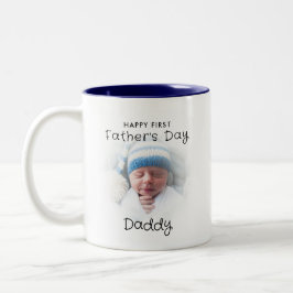 Happy First Father's Day Daddy 2-Photo ツートーンマグカップ