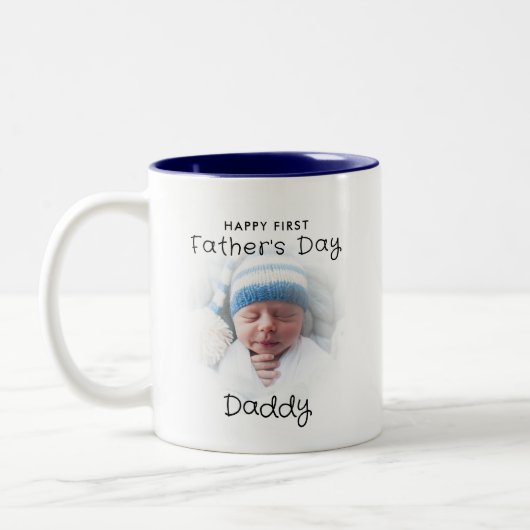 Happy First Father's Day Daddy 2-Photo ツートーンマグカップ (左)