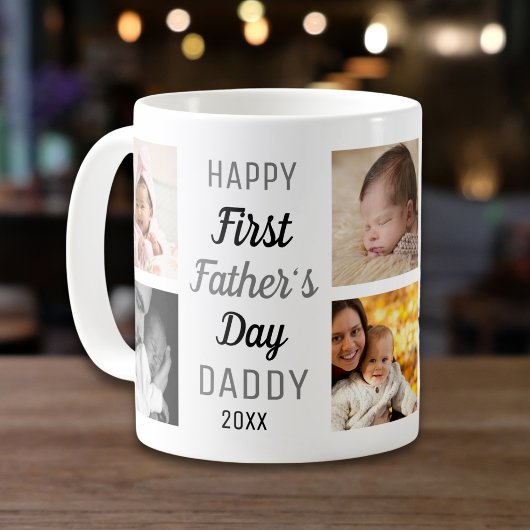 Happy First Father's Day Daddy 8 Photo Collage   コーヒーマグカップ