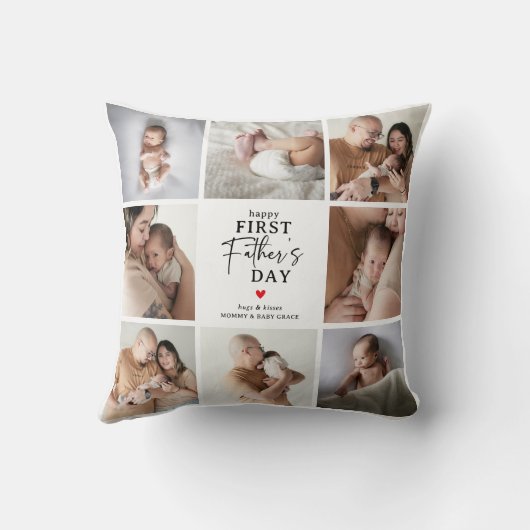 Happy First Father's Day' Photo Collage Keepsake クッション (裏面)