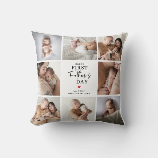 Happy First Father's Day' Photo Collage Keepsake クッション (正面)