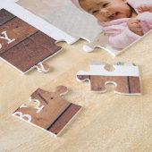 Happy First Father's Day Wood 4 Photo Collage ジグソーパズル (側面)
