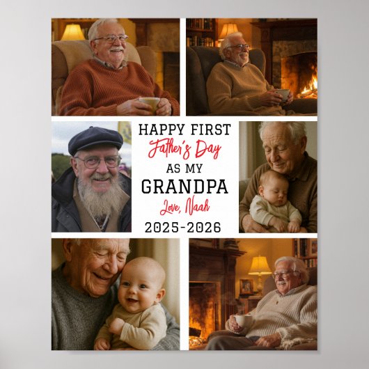 Happy First Grandpa Day Photo Collage ポスター (正面)
