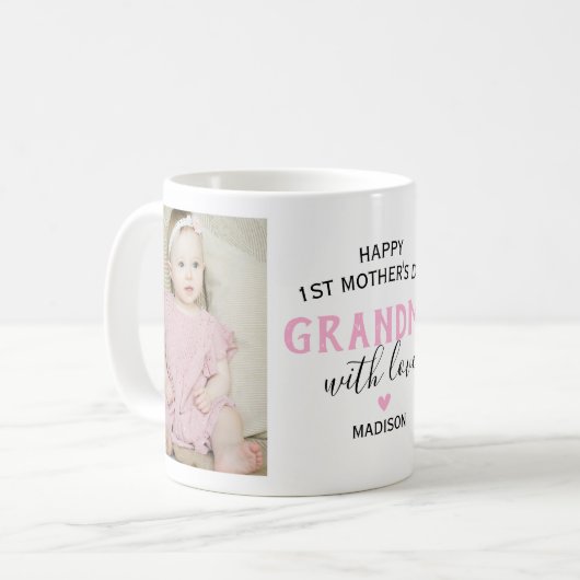 Happy First Mother's Dayおばあちゃんの写真 コーヒーマグカップ (正面左)
