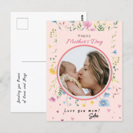 Happy First Mothers Dayかわいい花モダン写真 ポストカード