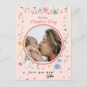 Happy First Mothers Dayかわいい花モダン写真 ポストカード (正面)