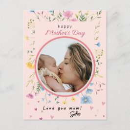Happy First Mothers Dayかわいい花モダン写真 ポストカード