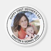 Happy First Mother's Dayの写真とカスタム文字 マグネット (正面)
