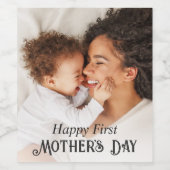 Happy First Mother's Dayの写真カスタム ワインラベル (シングルラベル)