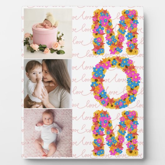 Happy First Mothers Day 3写真パーソナライズされた フォトプラーク (正面)