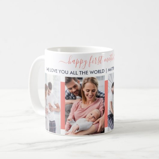 Happy First Mothers Day 4パーソナライズされた写真 コーヒーマグカップ (正面左)