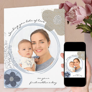 Happy First Mother's Day Artモダン Flowers写真 カード