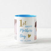 Happy First Mother's Day Blue And Gold  2 Photo  マグカップ (中央)