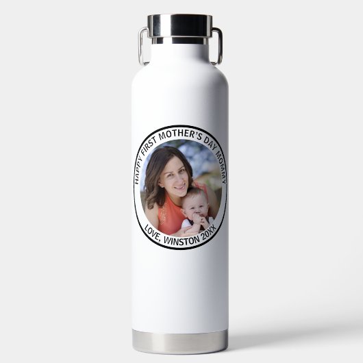 Happy First Mother's Day Mommyの写真カスタムと名前 ウォーターボトル (正面)