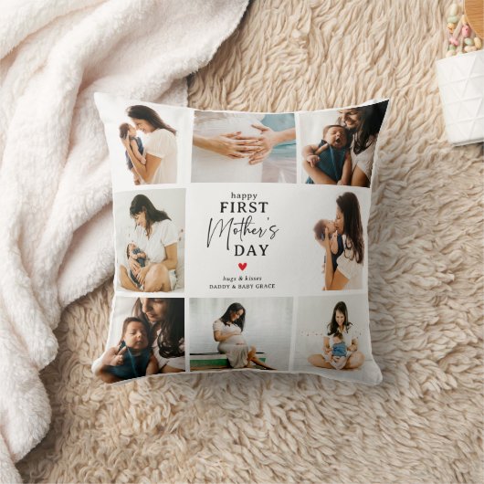 Happy First Mother's Day' Photo Collage Keepsake クッション (ブランケット)